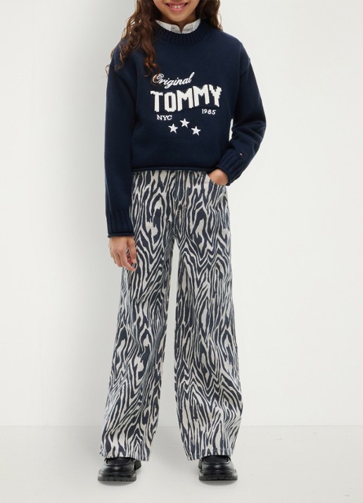 Tommy Hilfiger Wide leg jeans met zebraprint - voorkant 6 multicolor