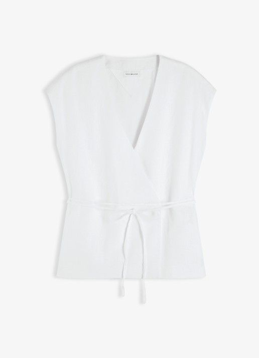 Tommy Hilfiger Wikkeltop met strikceintuur - voorkant wit