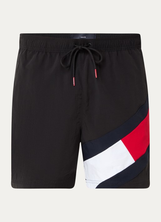 Tommy Hilfiger Zwemshorts met logoprint en steekzakken - voorkant 3 zwart