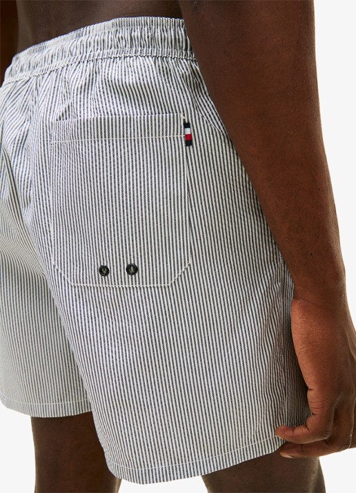 Tommy Hilfiger Zwemshorts met streepprint en logo - detail 2 grijs