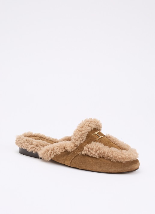 Toral Daphne loafer van suède met details van teddy