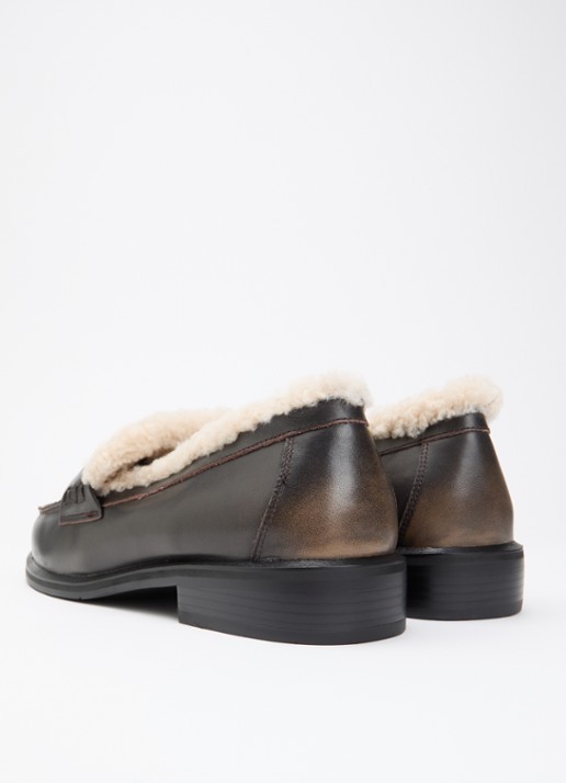 Toral Noa Flo loafer van leer  - achterkant 5 donkerbruin
