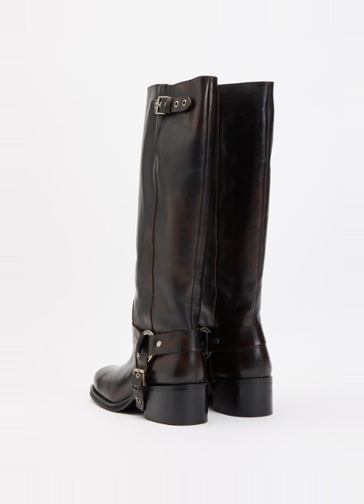 Toral Ronnie Laura biker boot van leer - achterkant donkerbruin