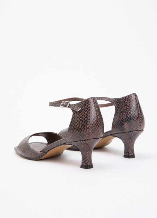 Toral Rubby sandalette van leer met slangenprint - achterkant bruin