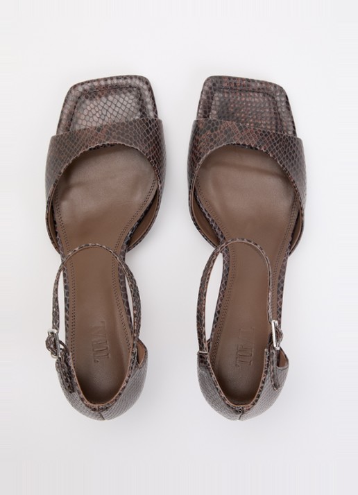 Toral Rubby sandalette van leer met slangenprint - detail 4 bruin