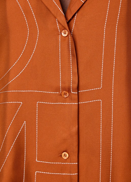 TOTEME Blouse van zijde met logoborduring - detail 2 oranjebruin