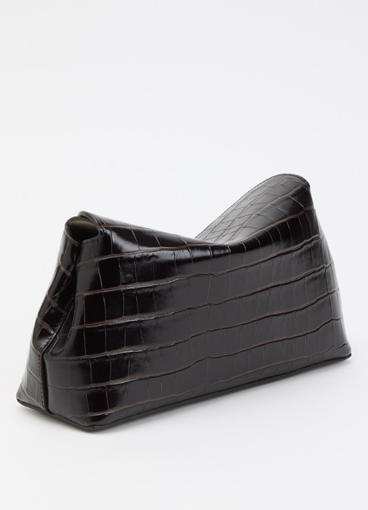 TOTEME Clutch van kalfsleer met crocostructuur - achterkant donkerbruin