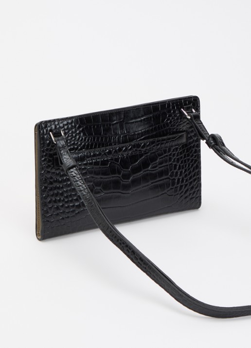 TOTEME Crossbody tas van kalfsleer en cocostructuur - achterkant 5 zwart