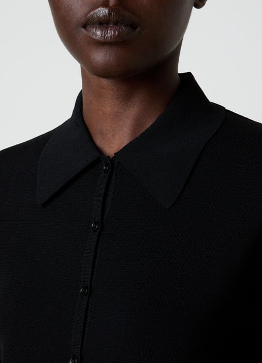 TOTEME Fijngebreid vest met kraag - detail 5 zwart