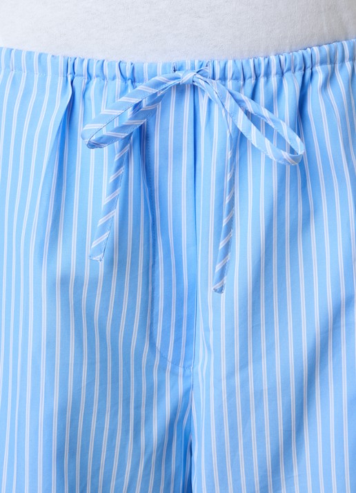 TOTEME High waist tapered fit broek met streepprint en gestrikt detail - detail 3 lichtblauw
