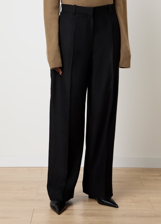 TOTEME High waist wide fit pantalon van wol met steekzakken