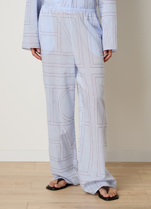 TOTEME Low waist wide fit broek met logoborduring