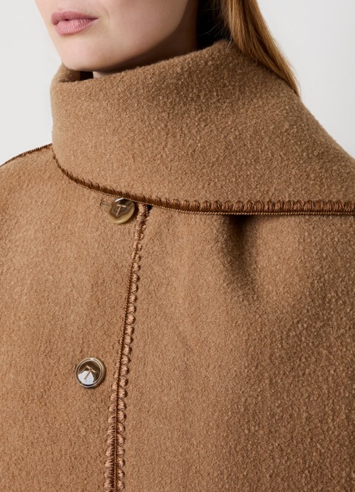 TOTEME Mantel in wolblend met sjaalkraag en opgestikte zak - detail 4 camel