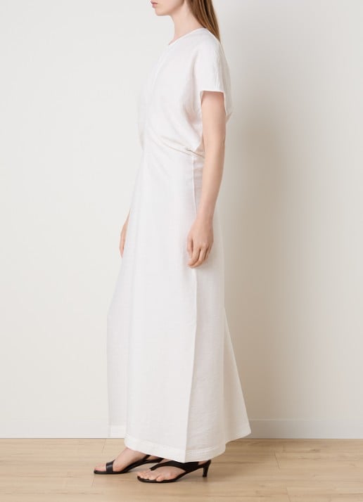 TOTEME Maxi jurk met structuur en gedrapeerd detail - voorkant 3 gebroken wit