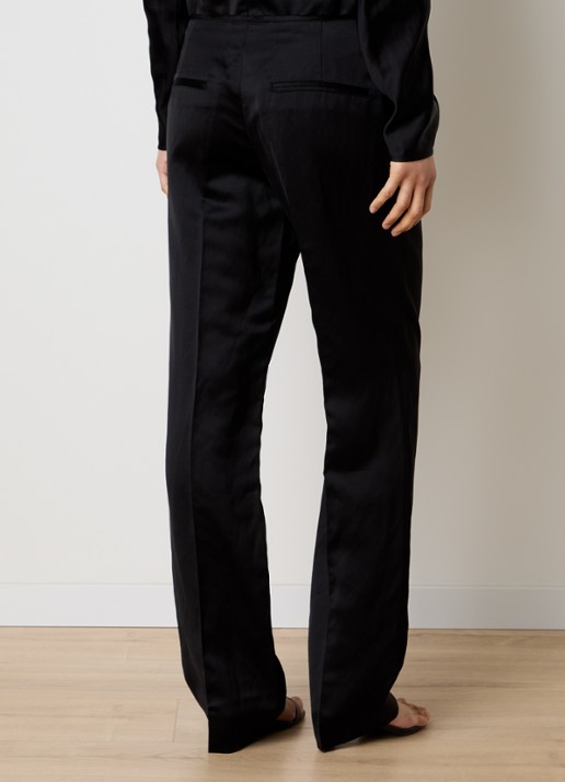 TOTEME Mid waist straight fit pantalon in linnenblend - achterkant 3 zwart