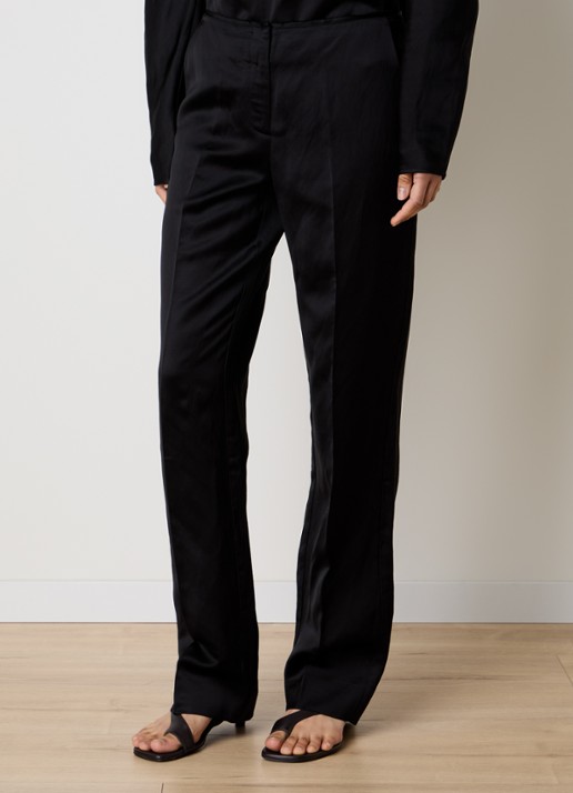 TOTEME Mid waist straight fit pantalon in linnenblend