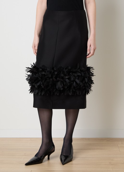 TOTEME Midi rok in zijdeblend met franjes