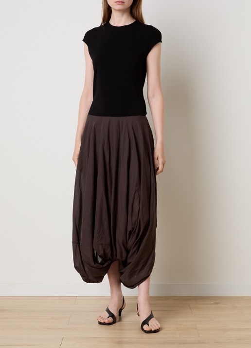 TOTEME Midi rok met gedrapeerd detail - voorkant 4 bruin