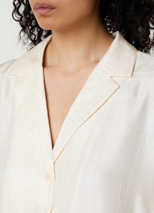 TOTEME Monogram blouse van zijde met logoborduring - detail 4 gebroken wit