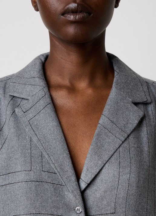 TOTEME Oversized blouse met logoborduring - detail 5 grijs