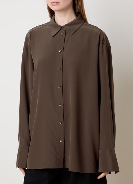 TOTEME Oversized blouse van zijde - detail bruin