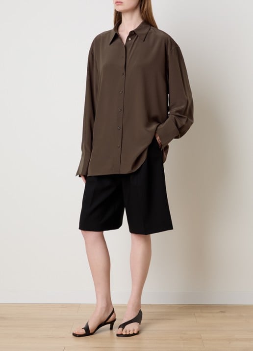TOTEME Oversized blouse van zijde - voorkant 4 bruin