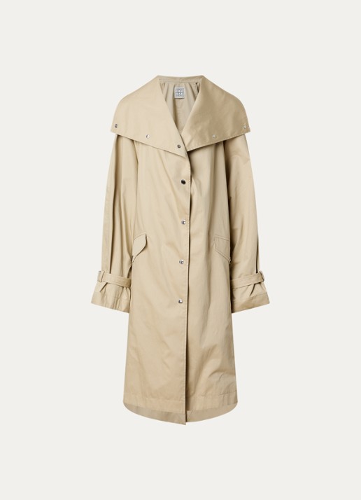 TOTEME Oversized trenchcoat met klepzakken en opstaande kraag - voorkant 4 beige