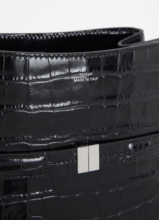 TOTEME Schoudertas van leer met crocostructuur - detail 6 zwart