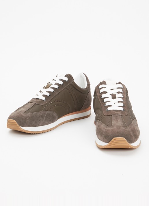 TOTEME Sport sneaker met details van suède - detail 2 olijfgroen