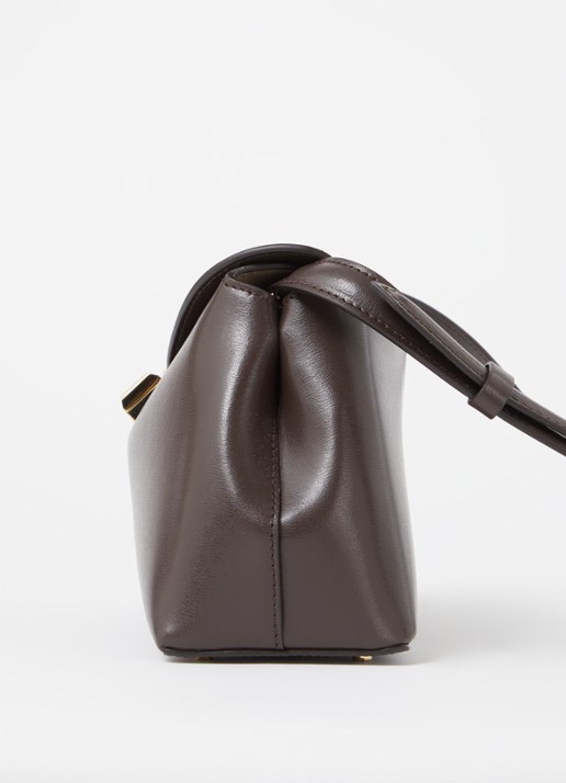 TOTEME T-Lock clutch van leer met afneembare schouderriem - detail 6 donkerbruin