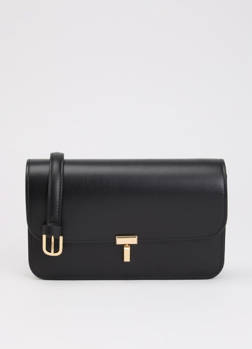 TOTEME T-Lock crossbodytas van leer  - voorkant zwart