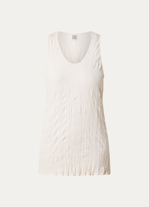 TOTEME Tanktop met structuur - voorkant vanillegeel