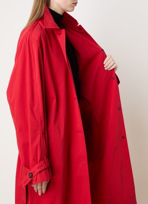 TOTEME Trenchcoat met steekzakken en strikceintuur - detail 5 rood