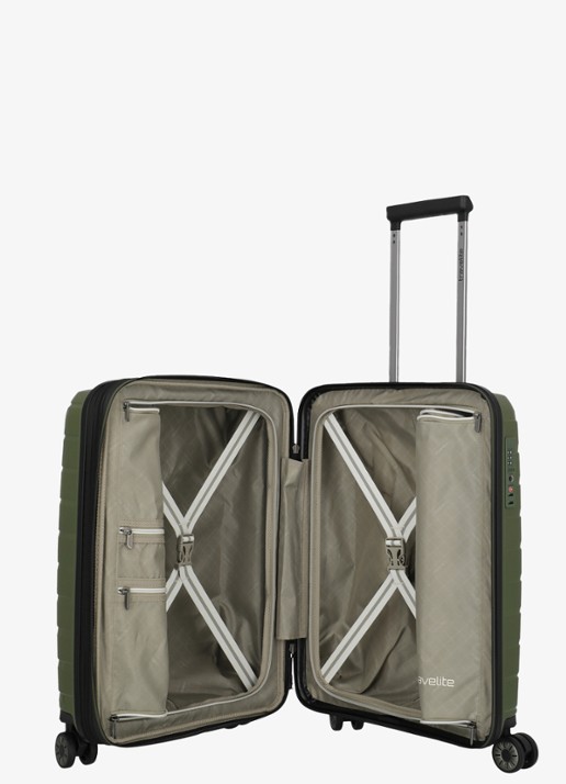 Travelite Air Base S vergrootbare spinner 55 cm - voorkant 5 legergroen