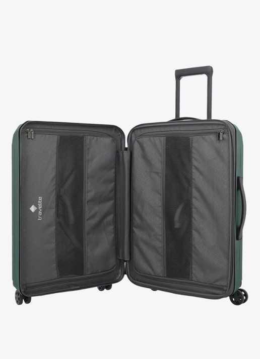 Travelite Dynamiic M vergrootbare spinner 66 cm - voorkant 2 groen