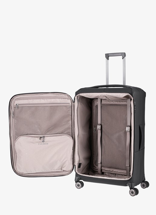 Travelite Priima vergrootbare spinner L 79 cm - voorkant 3 zwart