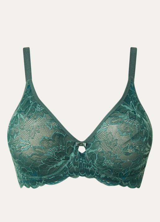 Triumph Amourette bh van kant met beugel - voorkant 4 donkergroen