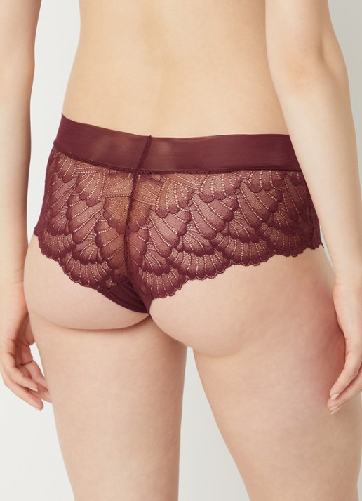 Triumph Love in Lace shorty van kant - achterkant bordeauxrood
