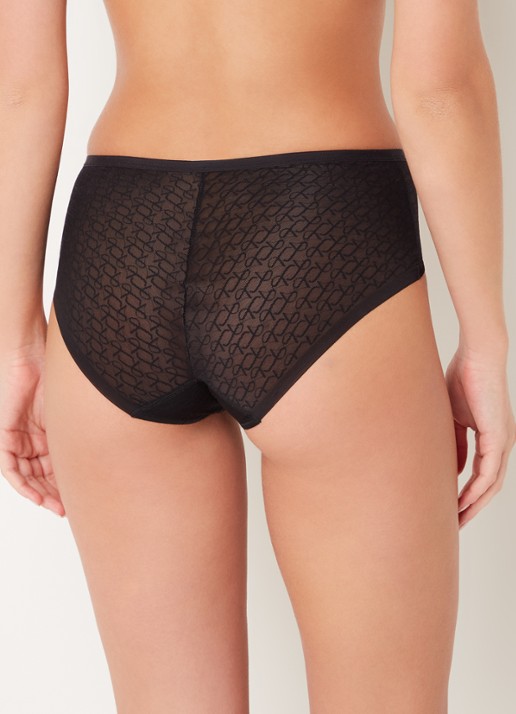 Triumph Signature Sheer hipster van mesh met logoprint - achterkant 2 zwart