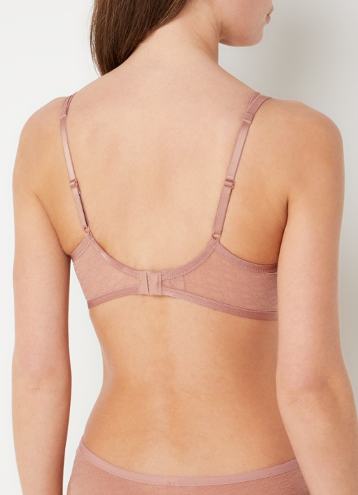 Triumph Triumph Signature beugel bh van mesh met overlay logoprint - achterkant roestbruin