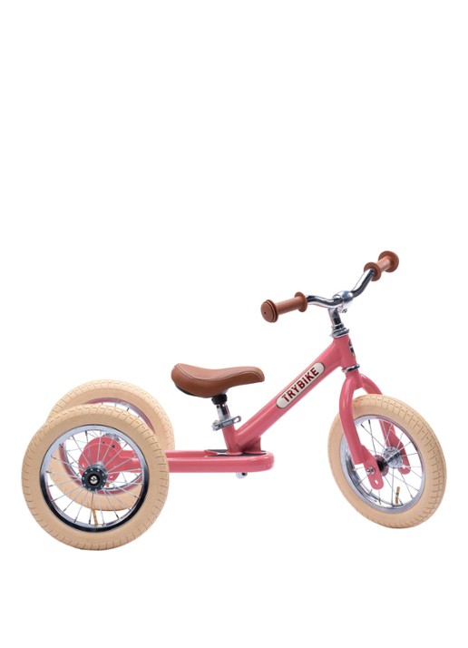Trybike 2-in-1 loopfiets van staal - voorkant 5 roze