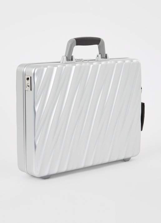 TUMI 19 Degree businesstas van aluminium met afneembare schouderriem - achterkant 2 zilver