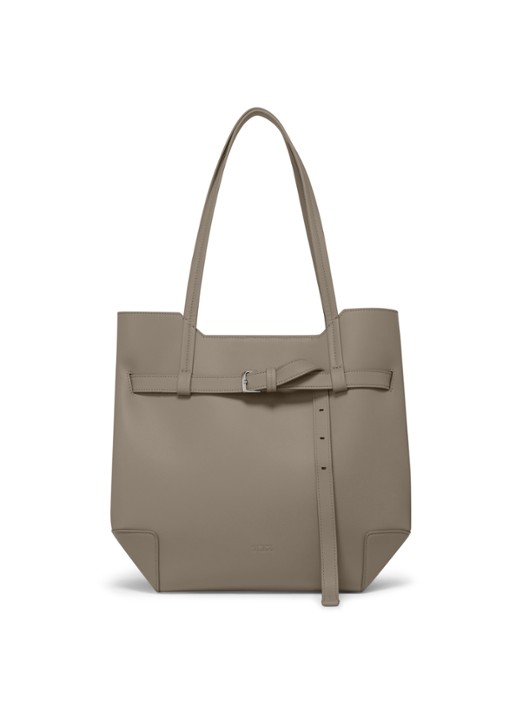 TUMI Adatto Adatto schoudertas van leer - voorkant 3 taupe