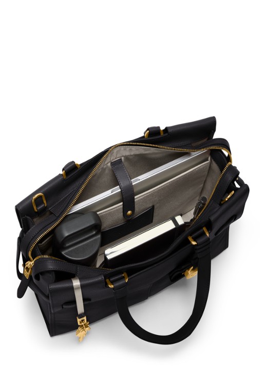 TUMI Agent Medium businesstas van leer met 13 inch laptopvak - unisex - voorkant 2 zwart