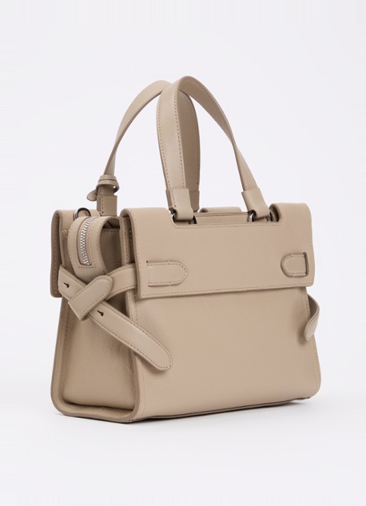 TUMI Agent Small handtas van leer - achterkant 3 beige