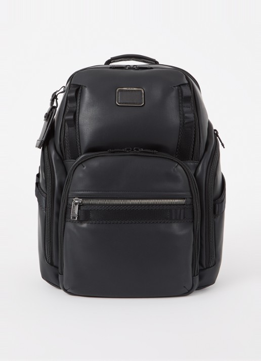 TUMI Alpha Bravo Search rugzak van leer met 16 inch laptopvak - voorkant 2 zwart