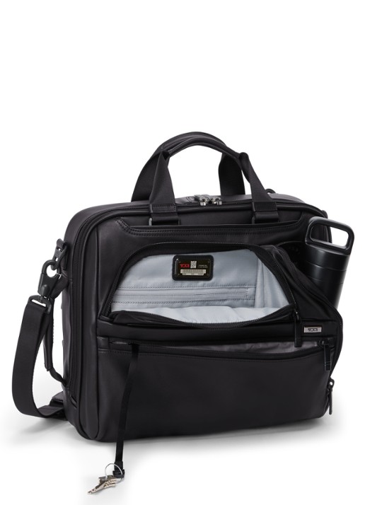 TUMI Alpha businesstas van leer - detail 2 zwart