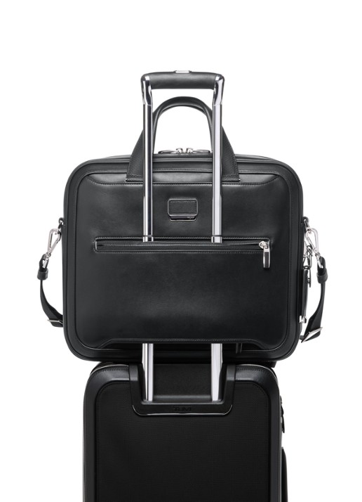 TUMI Arrive' Hannover businesstas van leer met 16 inch laptopvak - detail zwart