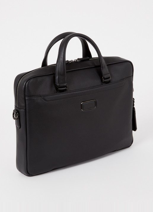 TUMI Harrison Avondale laptoptas van leer met 15 inch laptopvak - achterkant 2 zwart