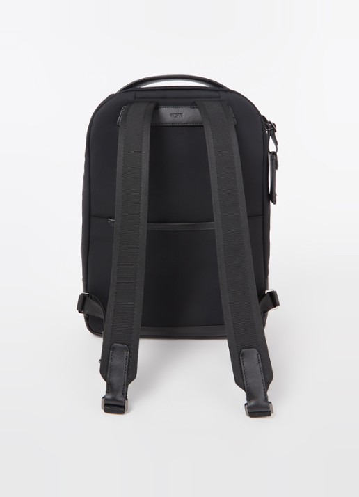 TUMI Harrison Bradner rugzak met leren details en 14 inch laptopvak - achterkant zwart